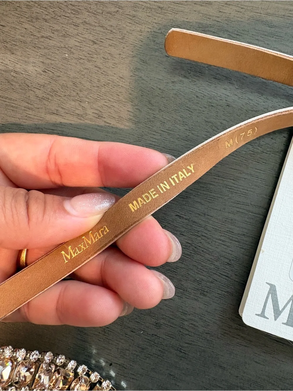 MaxMara Goldo Crystal Chain Slim Belt With FLAW